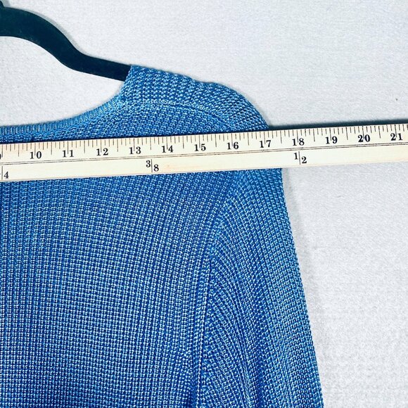 Salvatore Ferragamo Silk Sweater Womens XL Blue Crochet Knit Pullover Tunic NWT - Picture 8 of 12